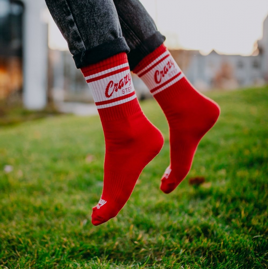 Vysoké športové ponožky červené